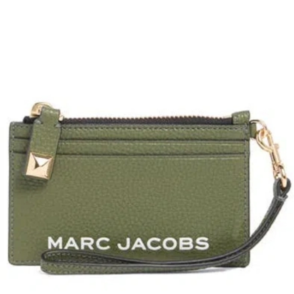 Marc Jacobs Zip Wallet Wristlet Card Holder Bronze Green NWOT Women's
